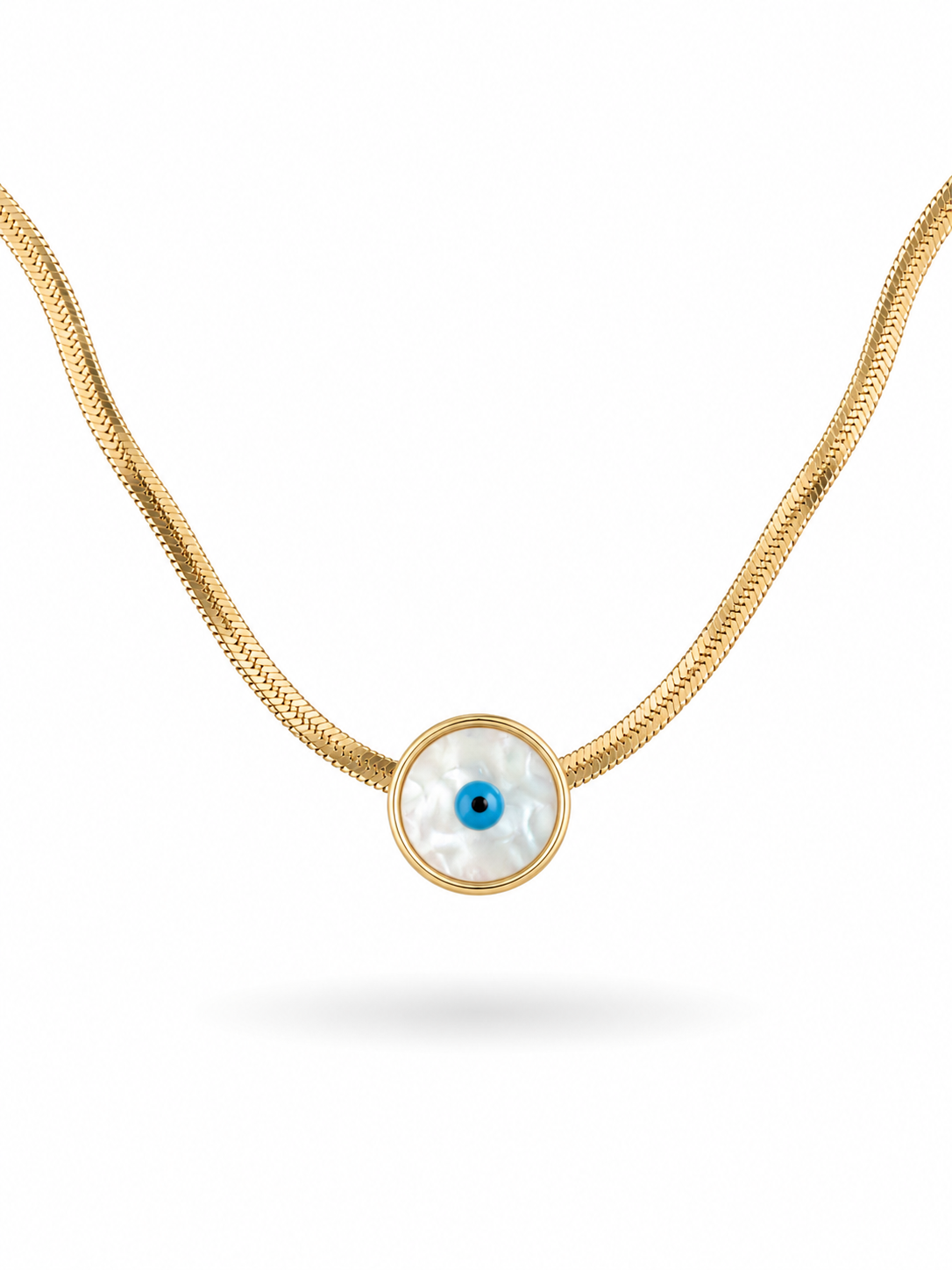 Bezel Evil Eye MOP Pendant