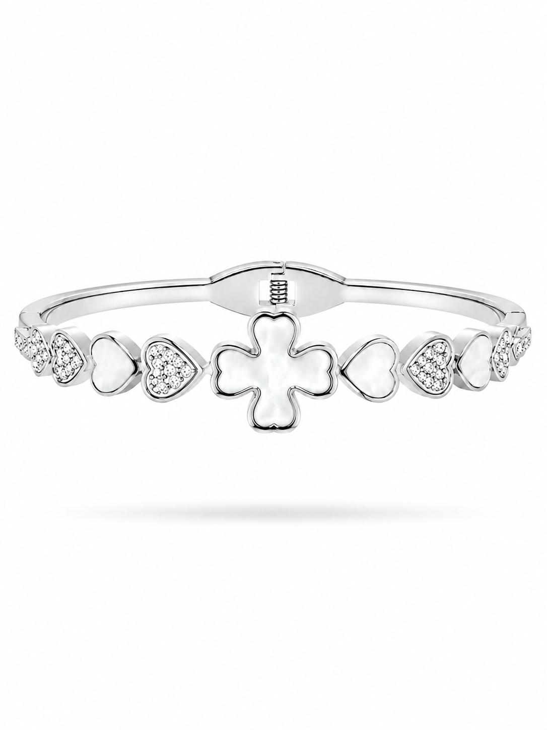 Clover Heart Bangle Bracelet