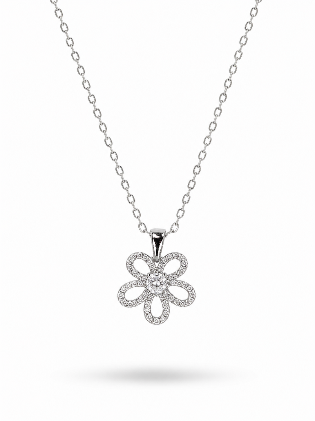 Pavé Flower Solitaire Pendant