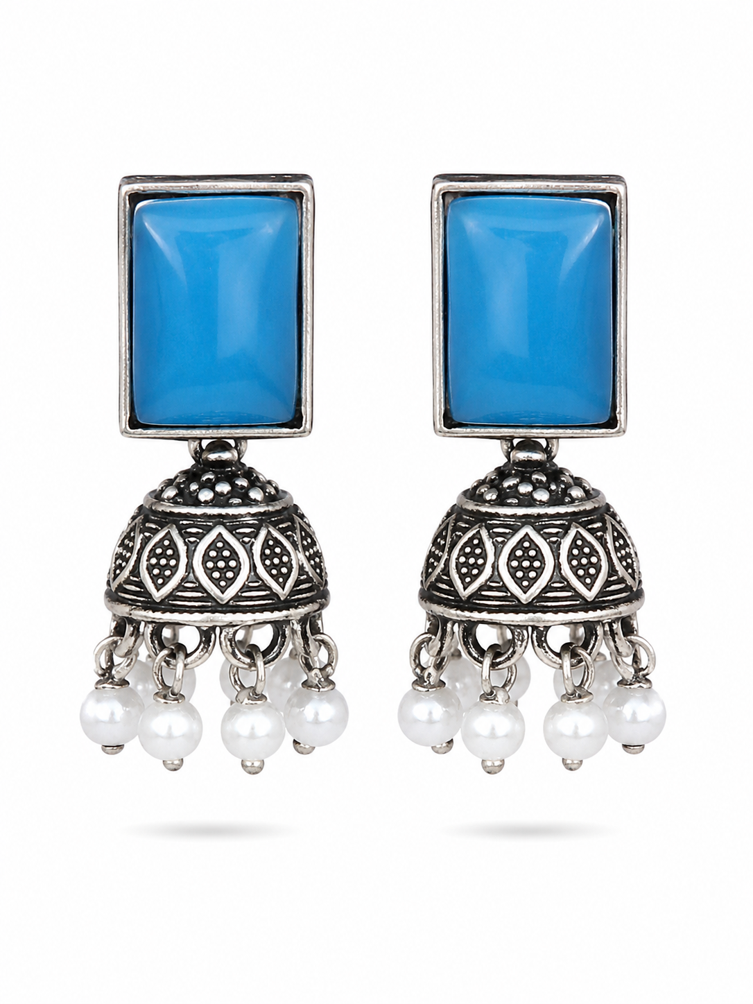 Turquoise Blue Jhumka Earrings