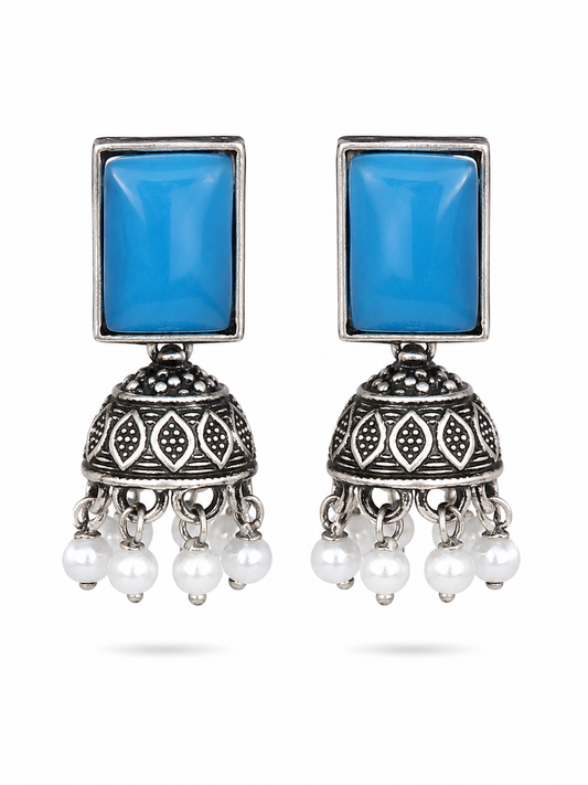 Turquoise Blue Jhumka Earrings