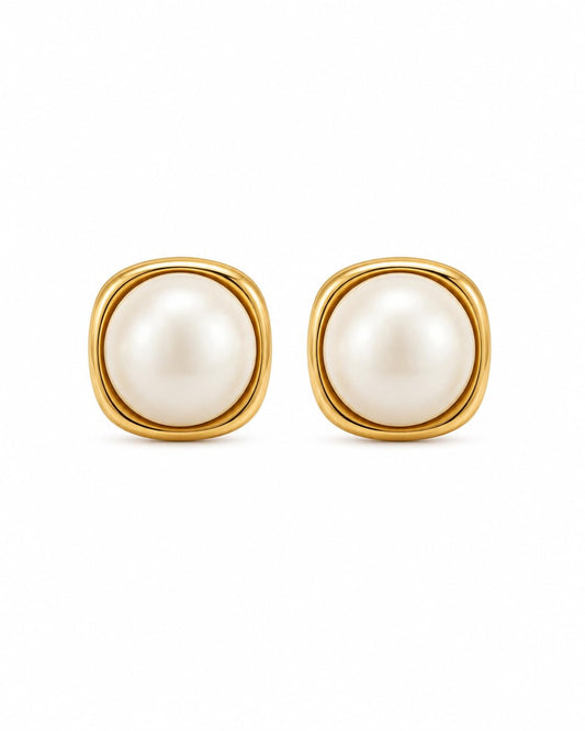 White Faux Pearl Earrings
