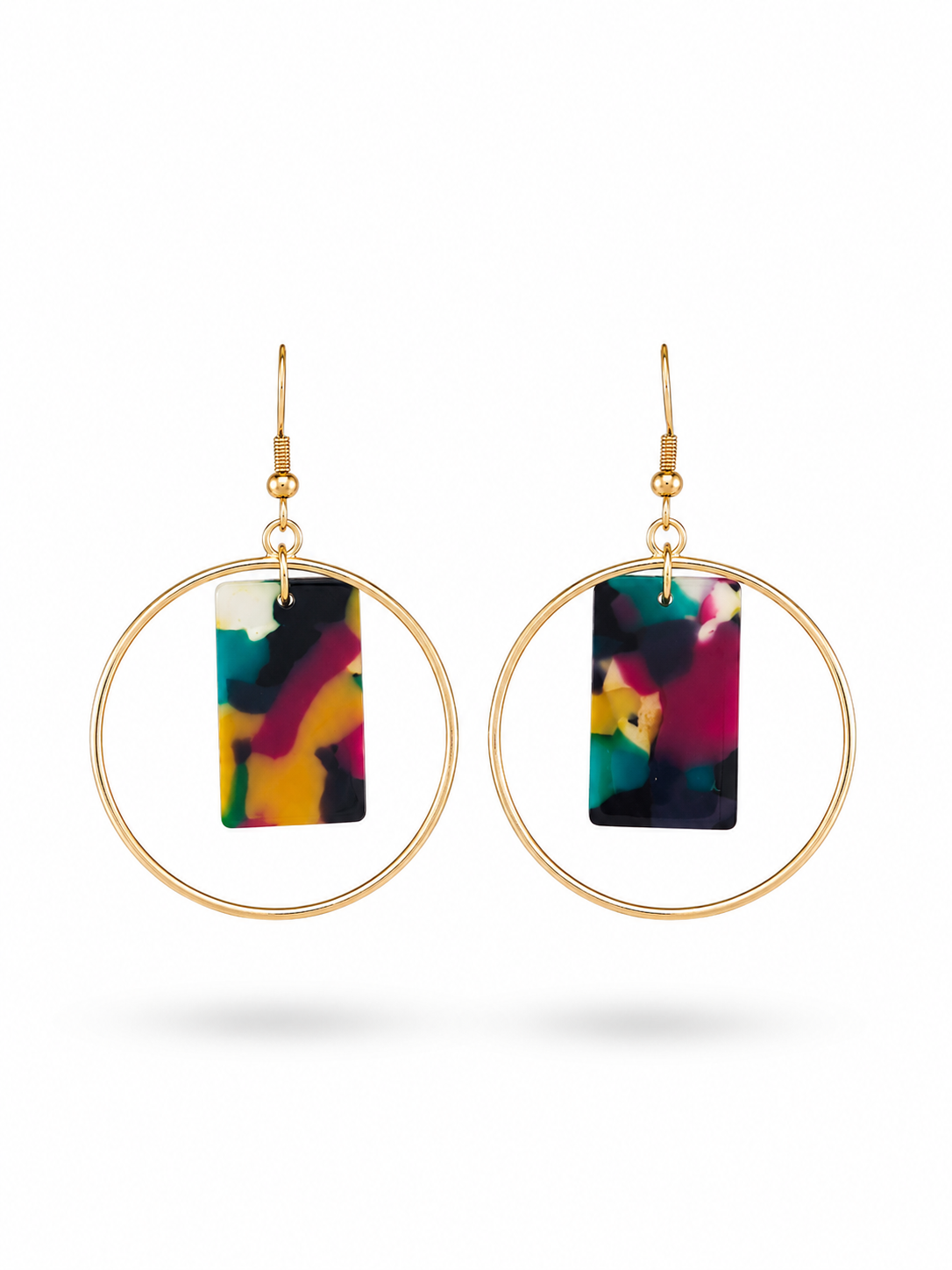 Mosaique Resin Hoop Drop Earrings