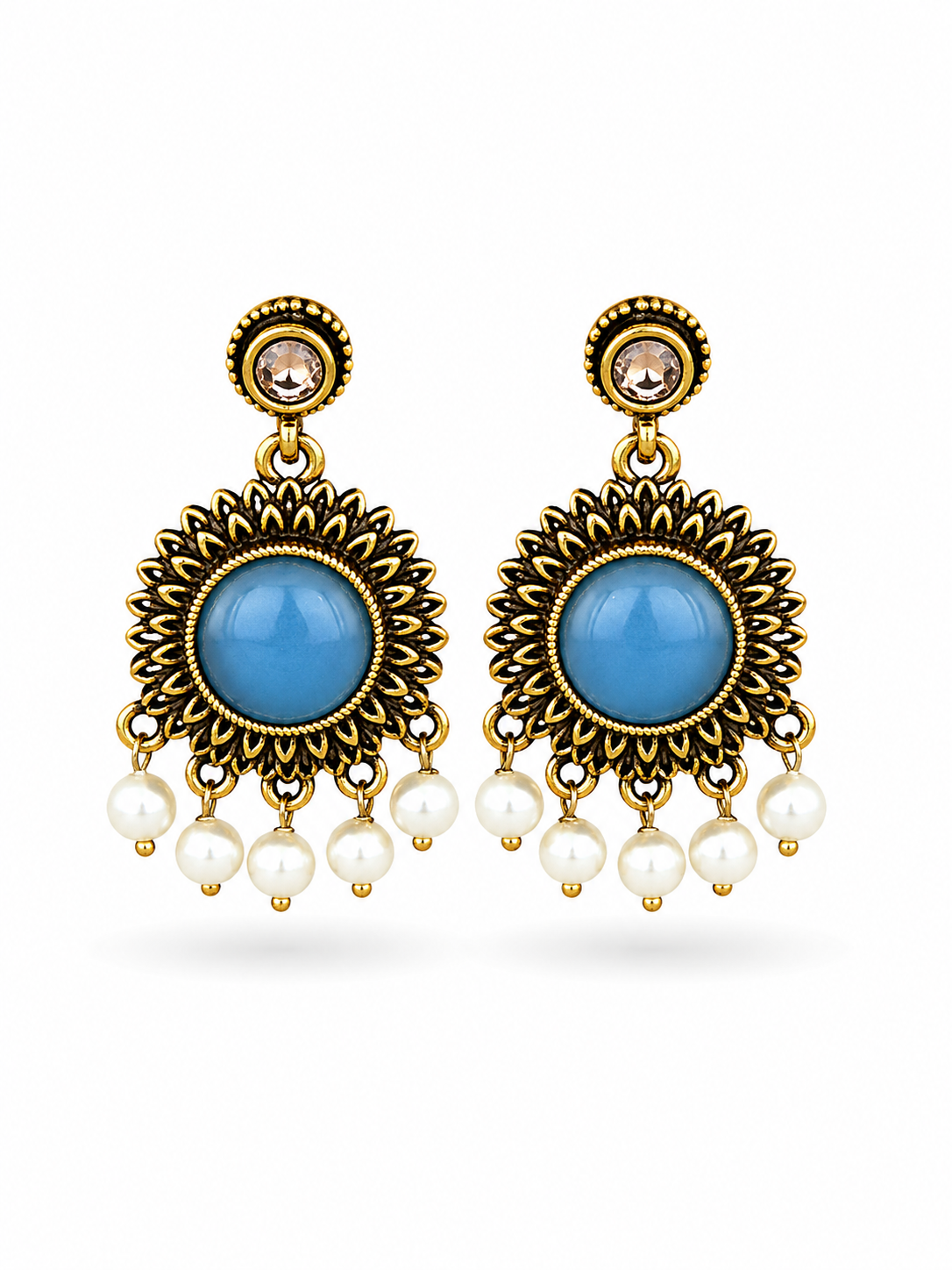 Turquoise Blue Jhumka Earrings