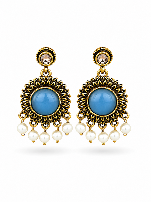 Turquoise Blue Jhumka Earrings