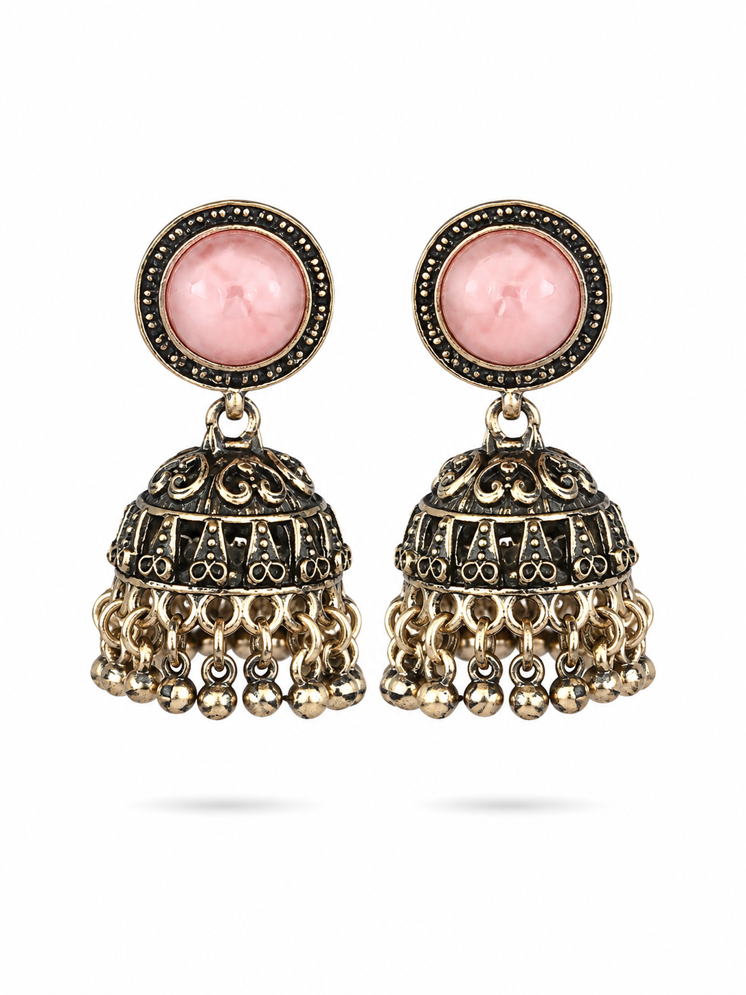 Rose Pink Jhumka Earrings