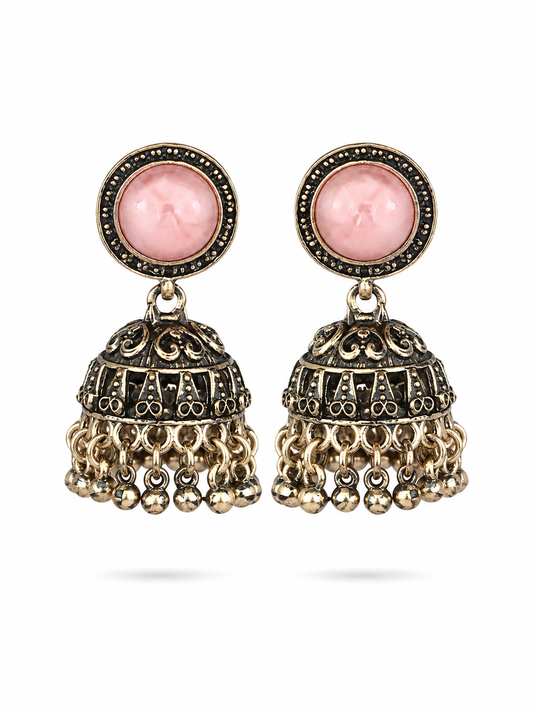 Rose Pink Jhumka Earrings