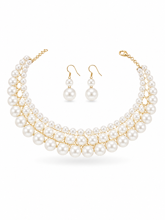 Faux Pearl Necklace Set