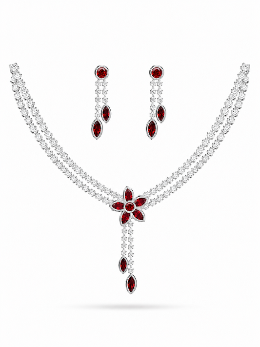 Red Marquise Necklace Set