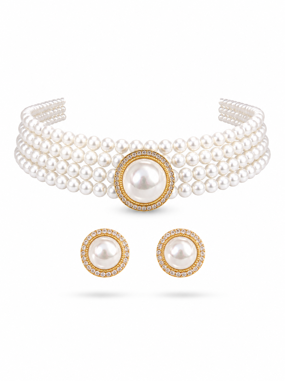 Faux Pearl Choker Necklace