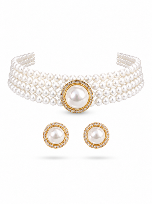 Faux Pearl Choker Necklace