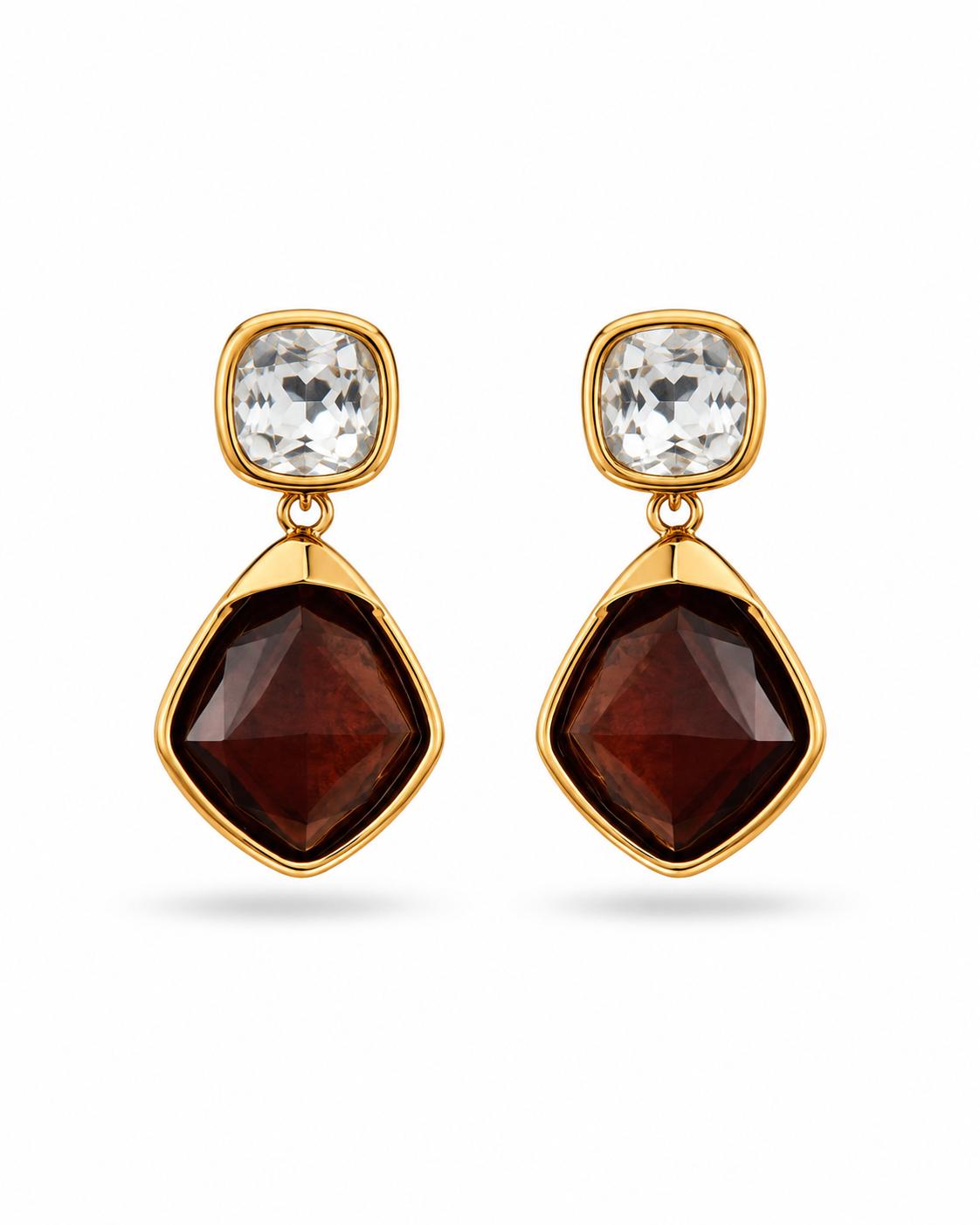 Brown Crystal Earrings