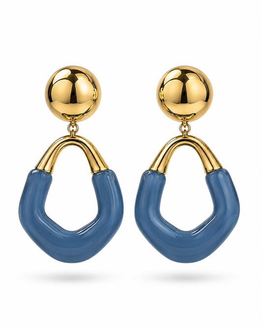 Resin Blue Statement Earrings