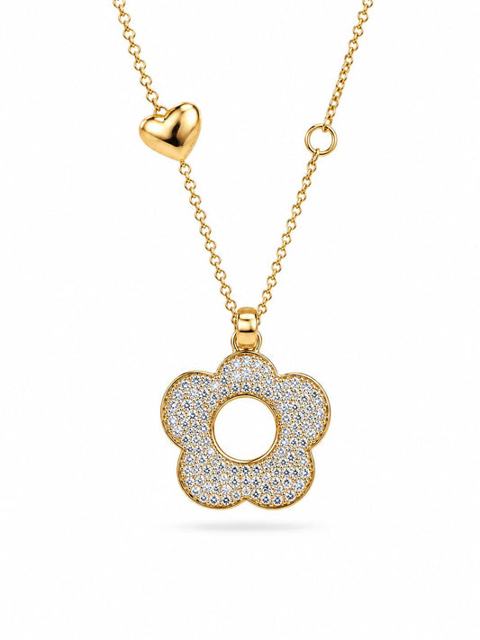 Open Flower Heart Pendant