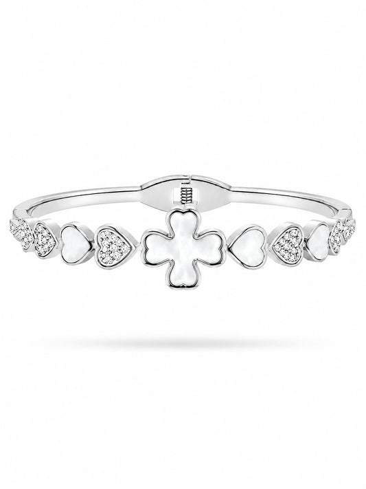 Clover Heart Bangle Bracelet