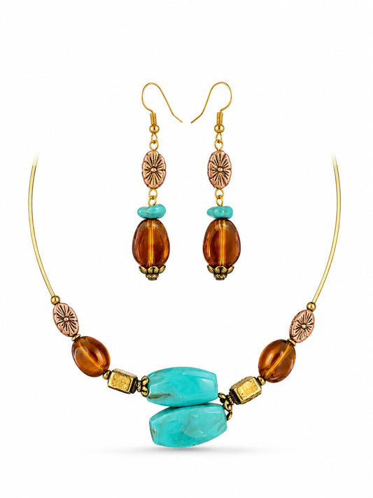 Turquoise Amber Bead Jewellery Set