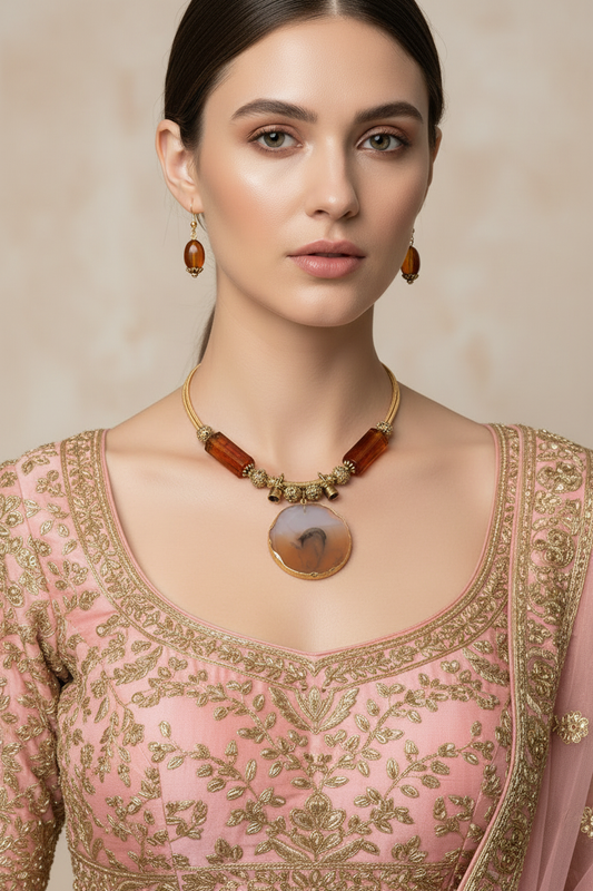 Amber Agate Set — Bridal Lehenga Editorial