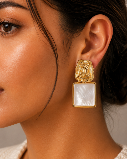 Square MOP Drop Earrings