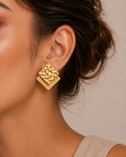 Hammered Square Earrings