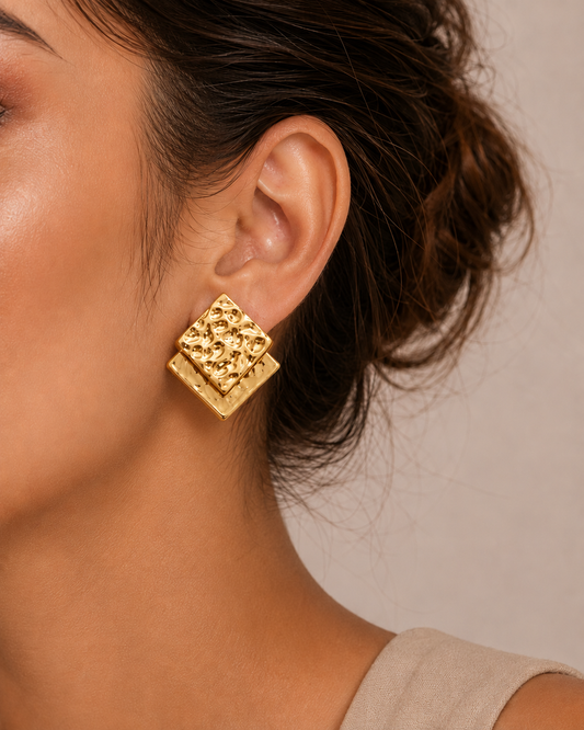 Hammered Square Earrings