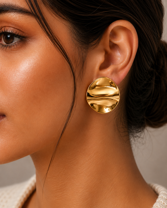Textured Disc Stud Earrings