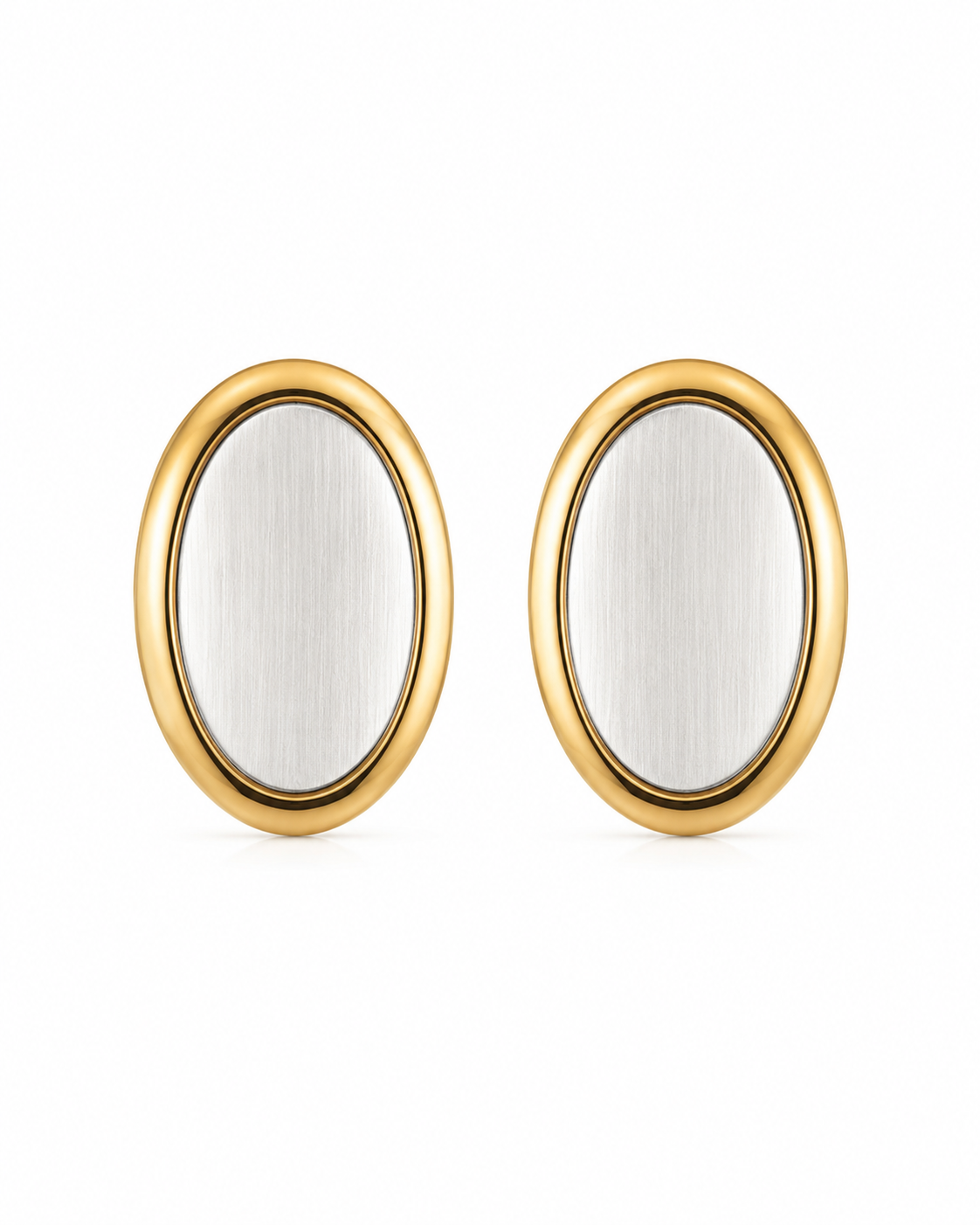Gold stud earrings, oval earrings, minimalist earrings, statement stud, fashion jewelery, earrings for women, earrings for girls, trendy earrings, Kia Glitz earrings
