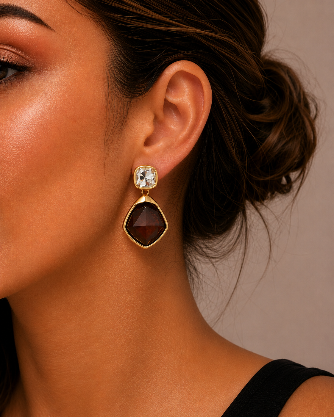 Brown Crystal Earrings