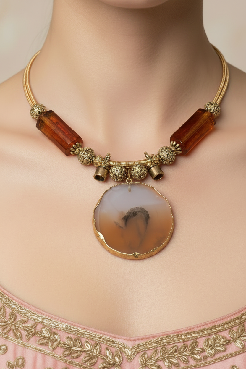 Ultra Close-up — Amber Agate Pendant Macro