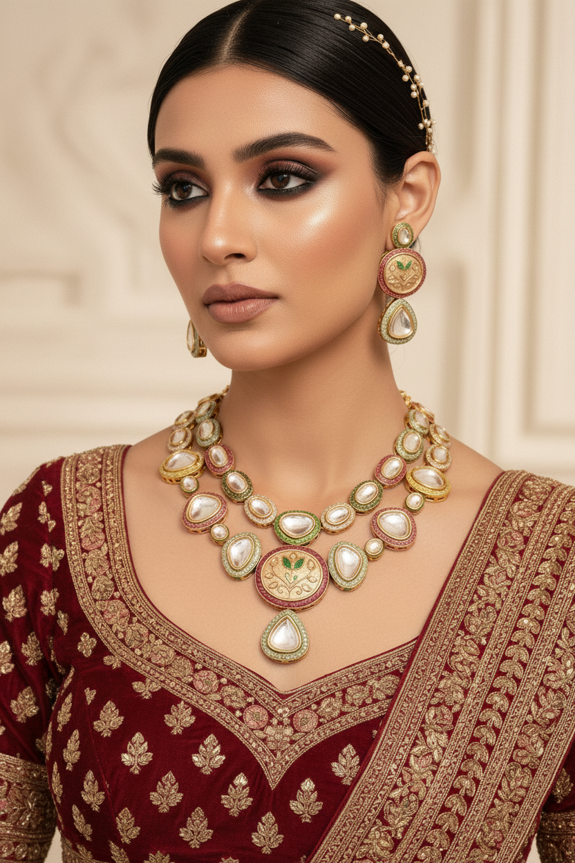 Vintage Bridal Portrait — Kundan Polki Set